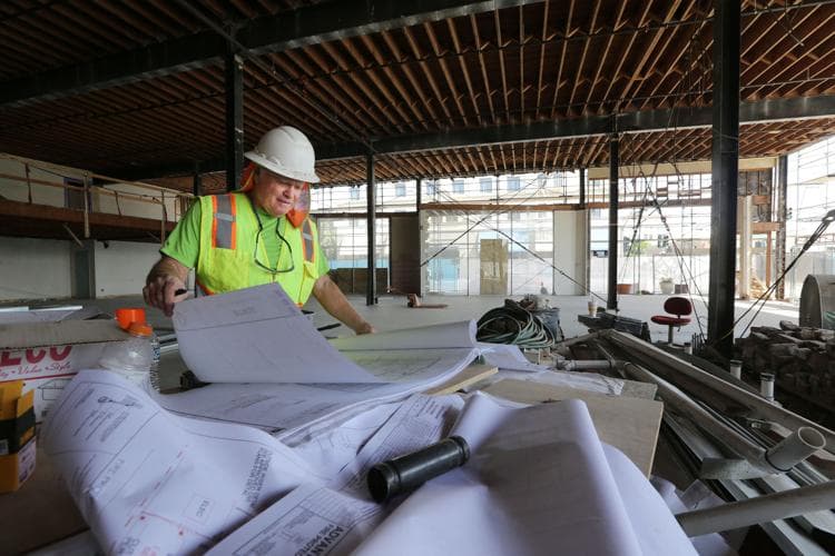 Interior framing at the Bitwise downtown Bakersfield site