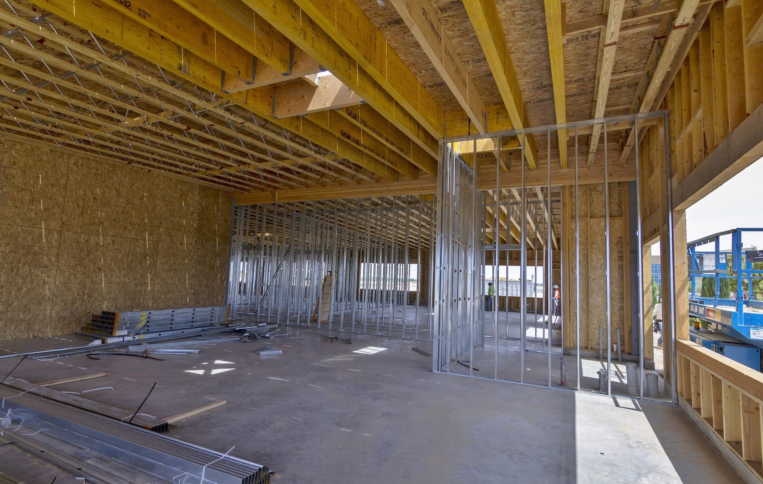 Trades at work on the Seneca Resources office framing