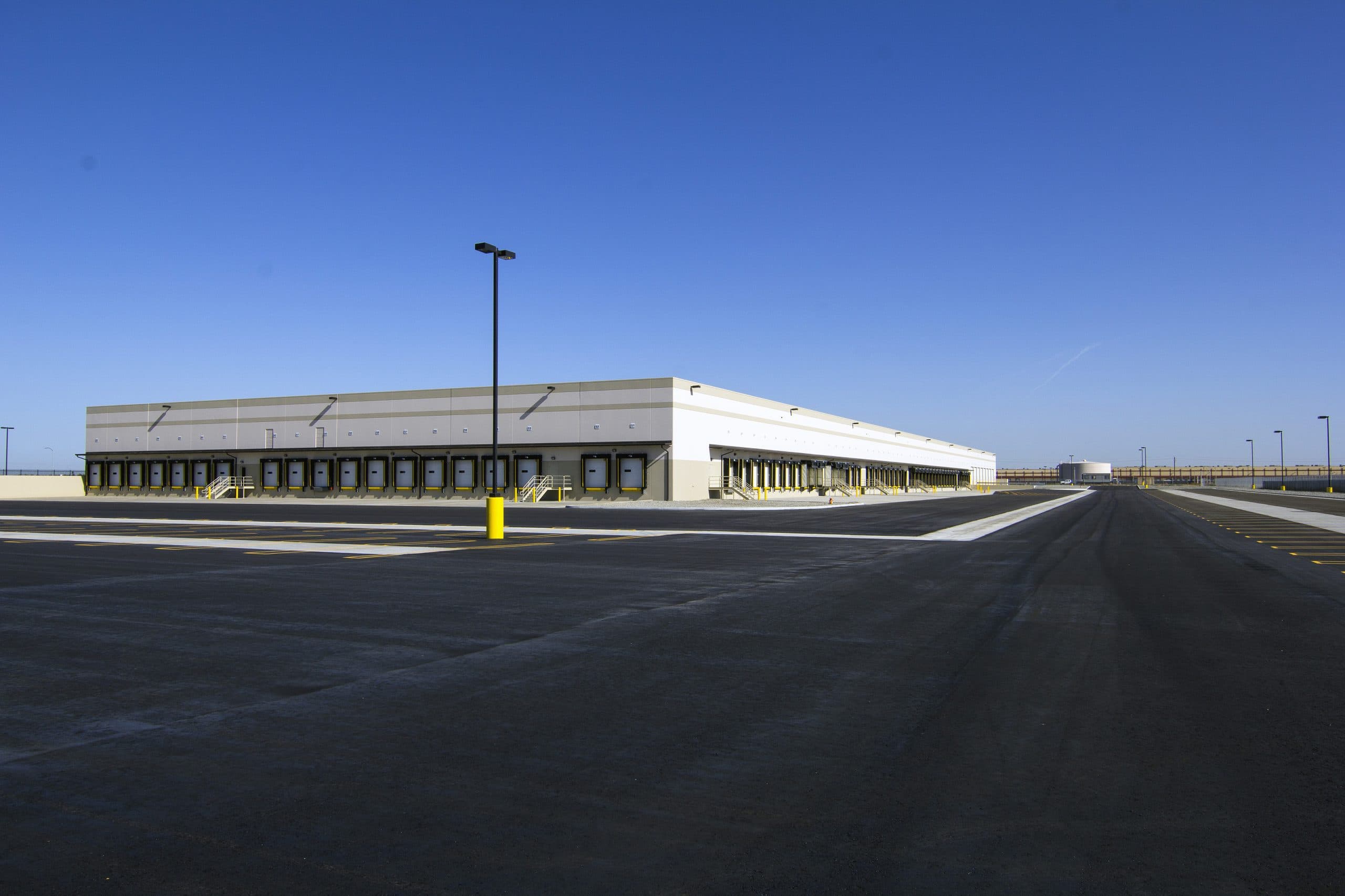 The FedEx Ground distribution center's long dock elevation